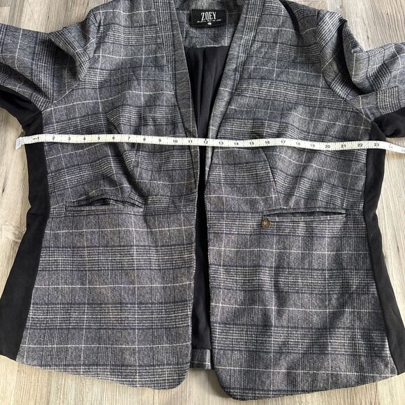 Zoey Houndstooth Viscose Blend Blazer Vegan Suede Partial Sleeve Size Large - Picture 5 of 9